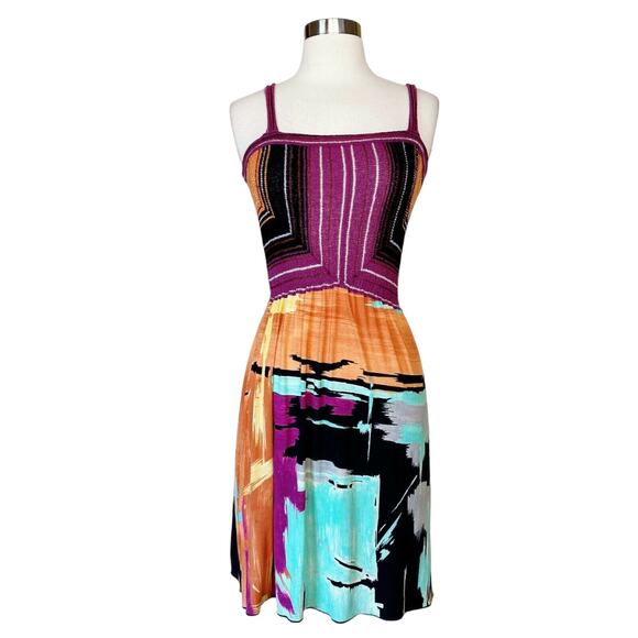 Missoni Dresses & Skirts - MISSONI Multicolor Dress Cotton Viscose Mixed Knit Jersey Purple Orange 36 US 0